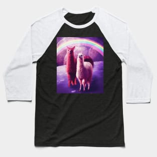 Crazy Funny Rainbow Llama In Space Baseball T-Shirt